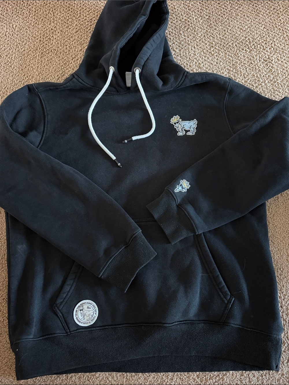 GOAT USA OG Hooded Sweatshirt – Medium | Black Embroidered Hoodie Classic Logo